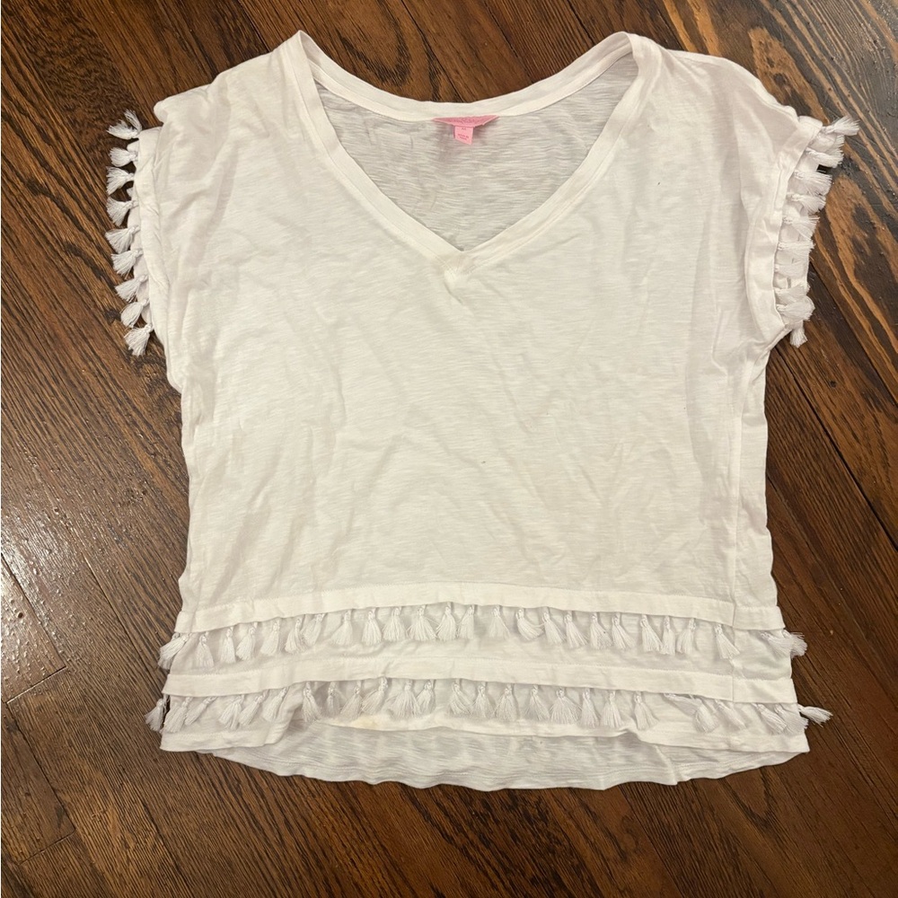 Lilly Pulitzer White Tassel tee